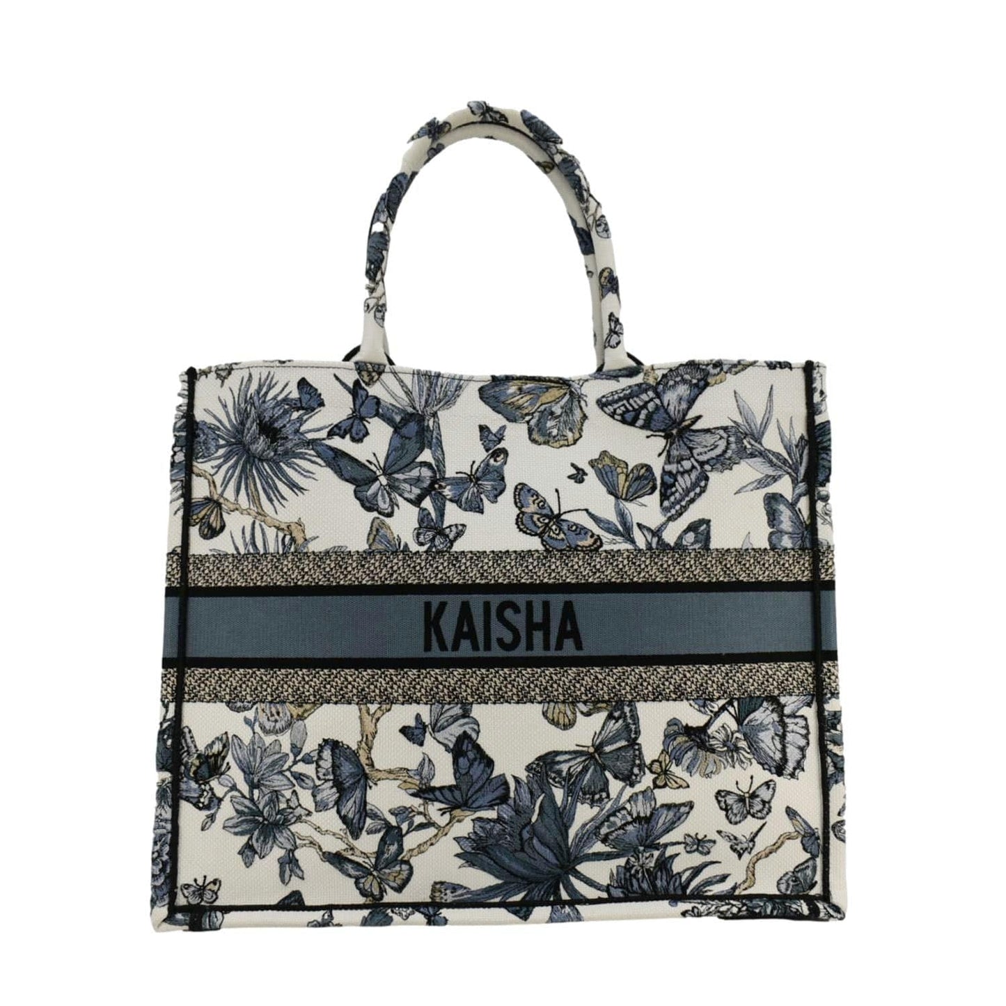 Dior Book Butterfly Tote Bag Canvas White Embroidered