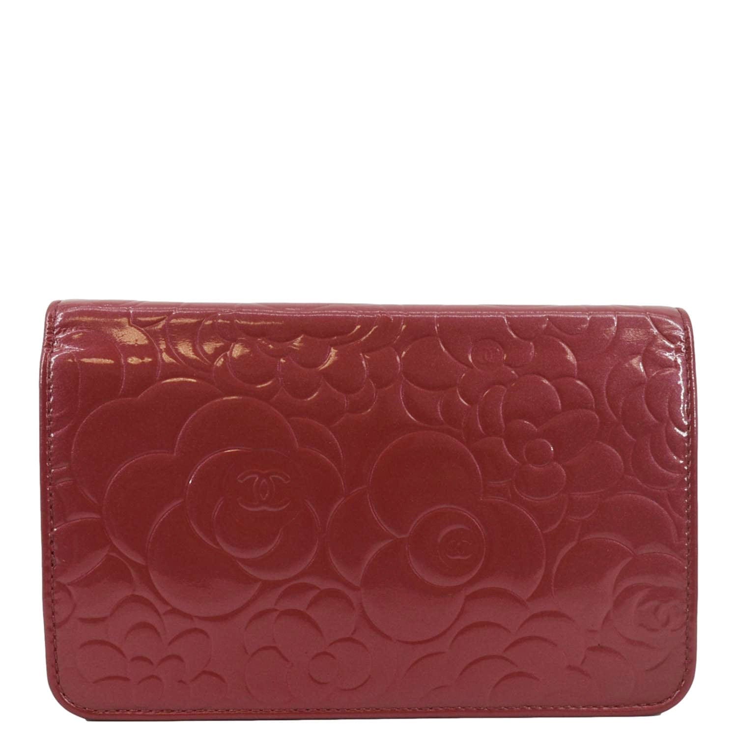 Chanel Camellia On Leather Pink Wallet Case Chain 1