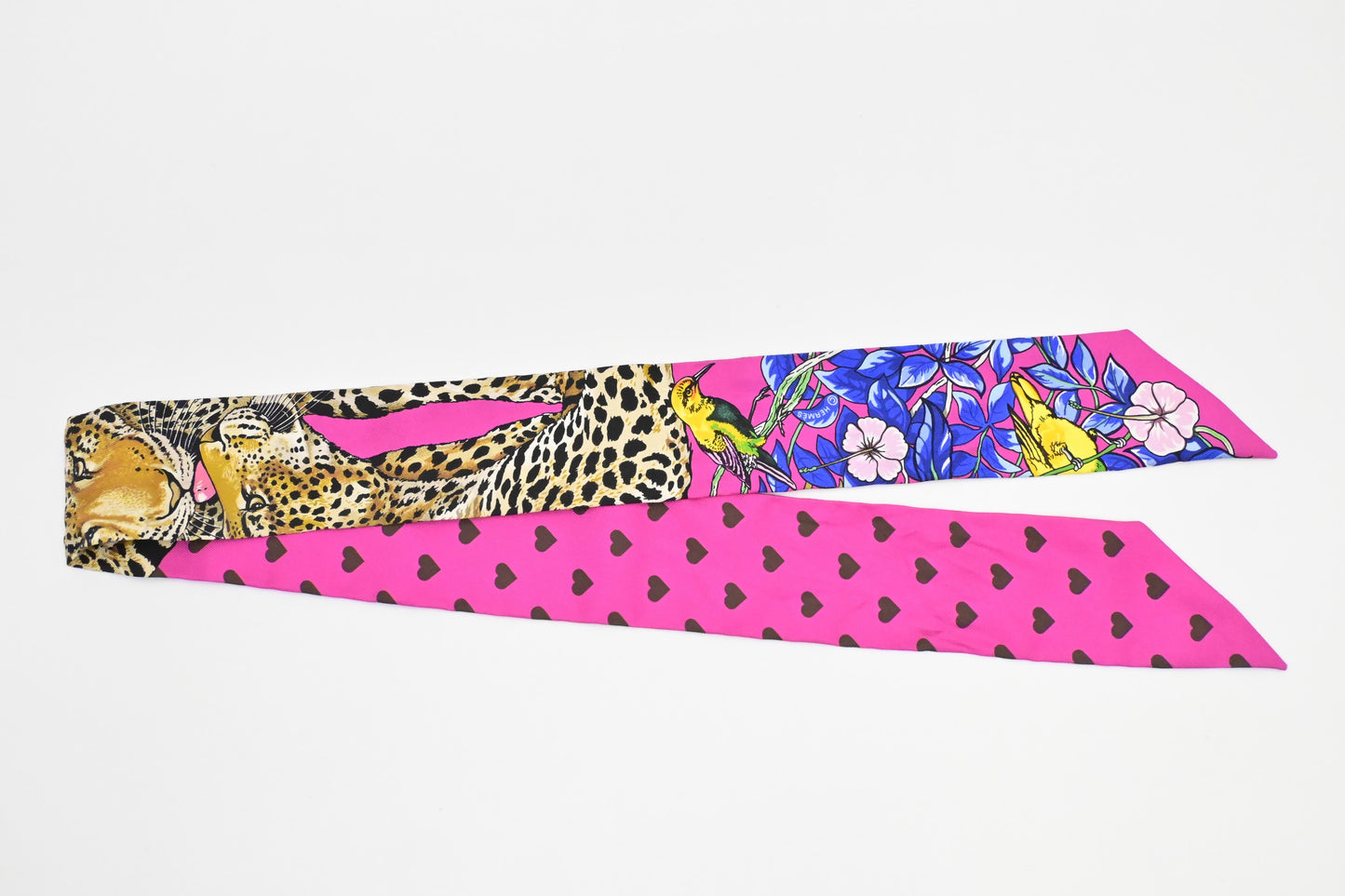 Hermes 'Jungle Love' Twilly In Fuchsia Silk Handbag Travel Bag