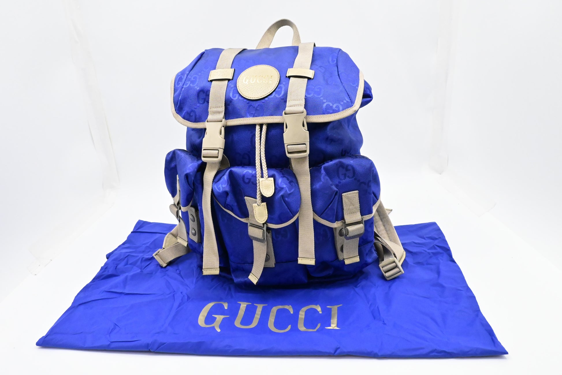 Gucci Off Grid Backpack GG Econyl Nylon Blue