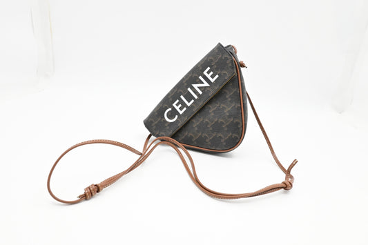 Celine Triangle Bag In Triomphe Canvas Travel Bag