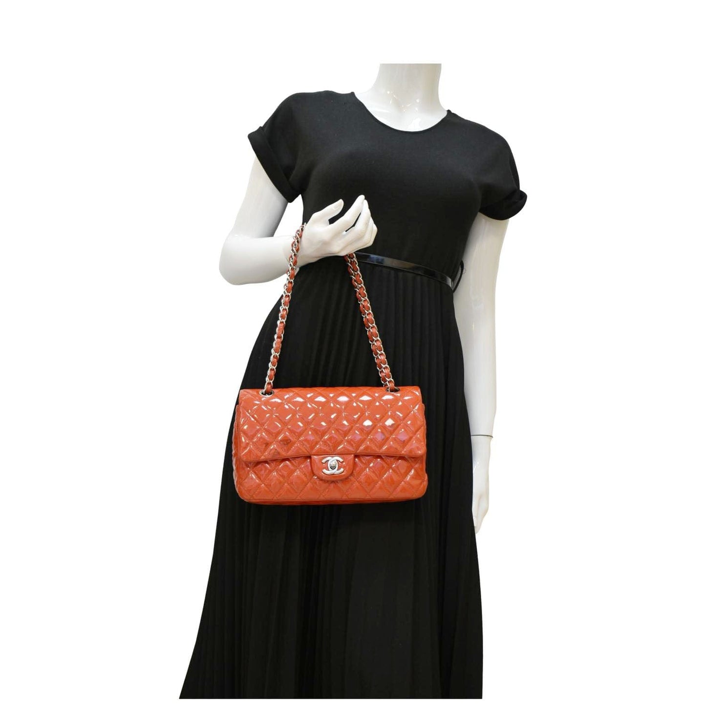 Chanel Classic Double Flap Patent Leather Red Travel Bag Double Flap