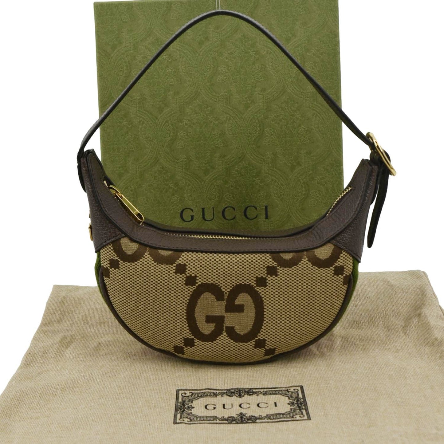 Gucci Ophidia Jumbo Supreme Hobo Bag Ebony Canvas Mini Travel Bag
