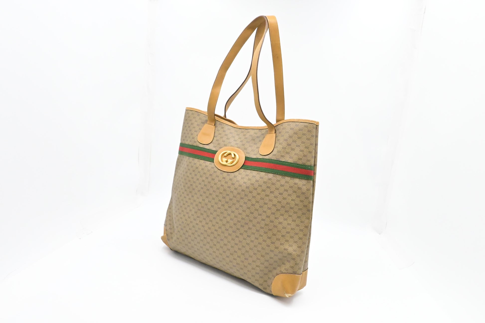 Gucci Sherry Line Micro GG Supreme Canvas Brown Tote Bag