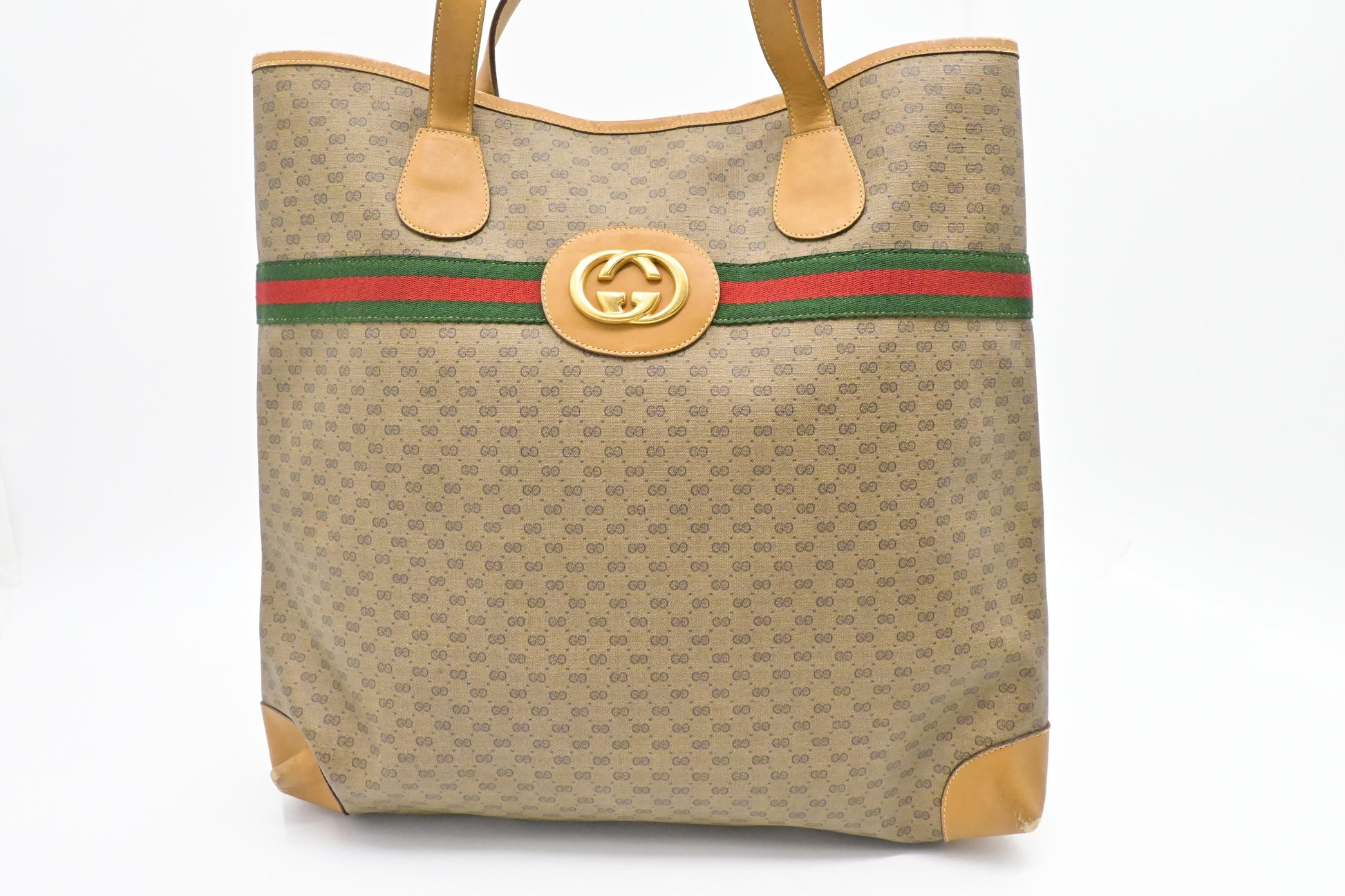 Gucci Sherry Line Micro GG Supreme Canvas Brown Tote Bag
