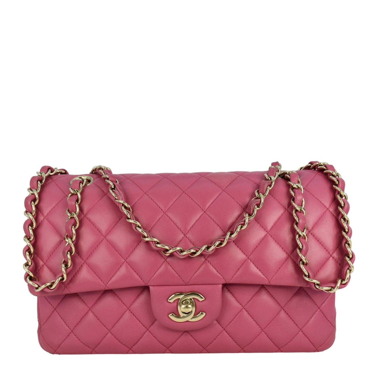 Chanel Classic Double Flap Quilted Leather Pink Travel Bag Flap 6
