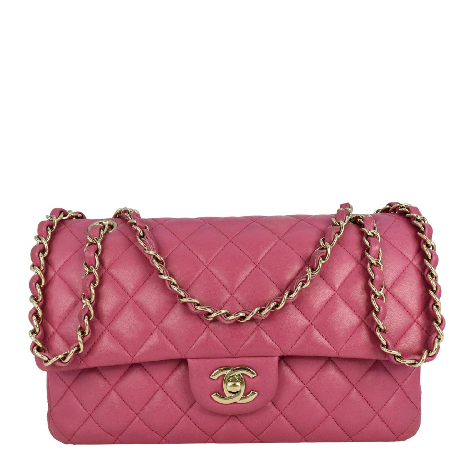 Chanel Classic Double Flap Quilted Leather Pink Travel Bag Flap 6