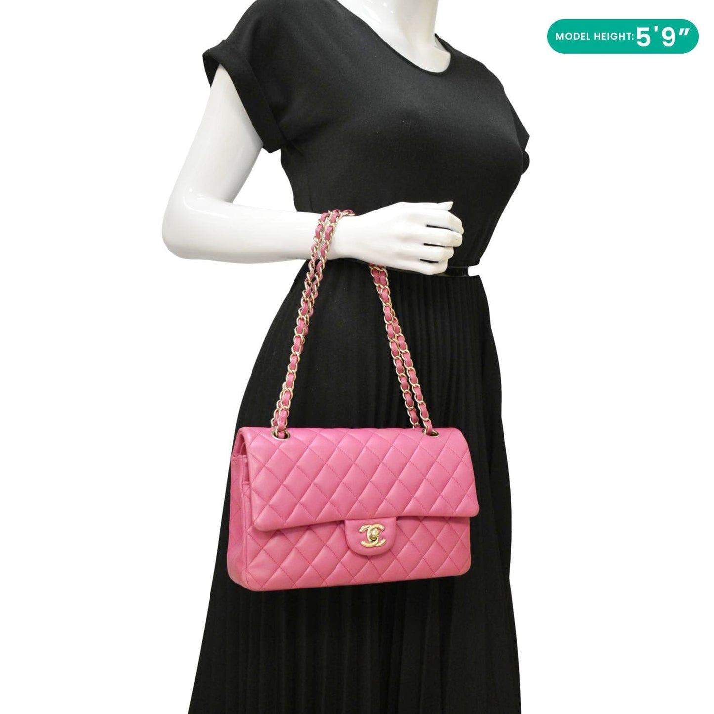 Chanel Classic Double Flap Quilted Leather Pink Travel Bag Flap 6