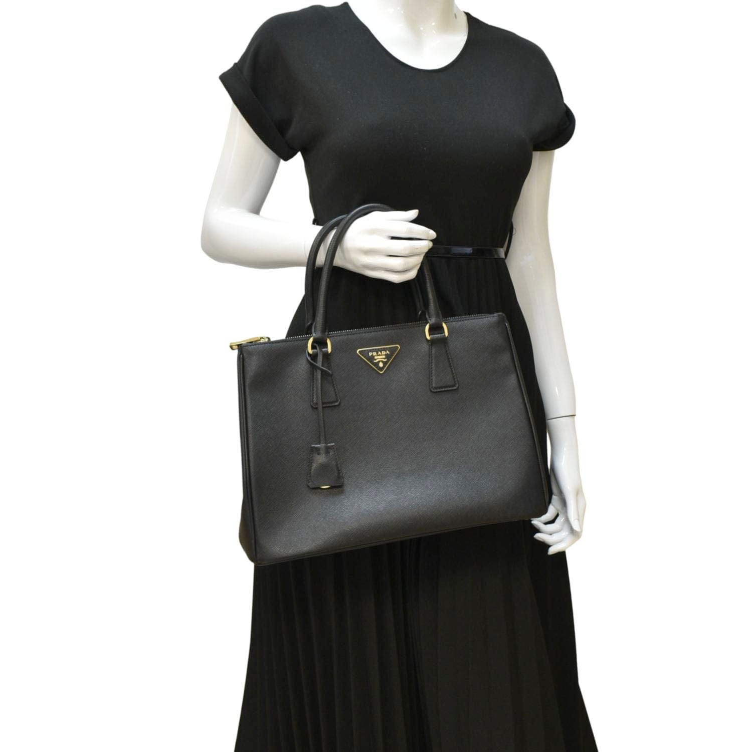 Prada Shoulder Bag Leather Saffiano Black