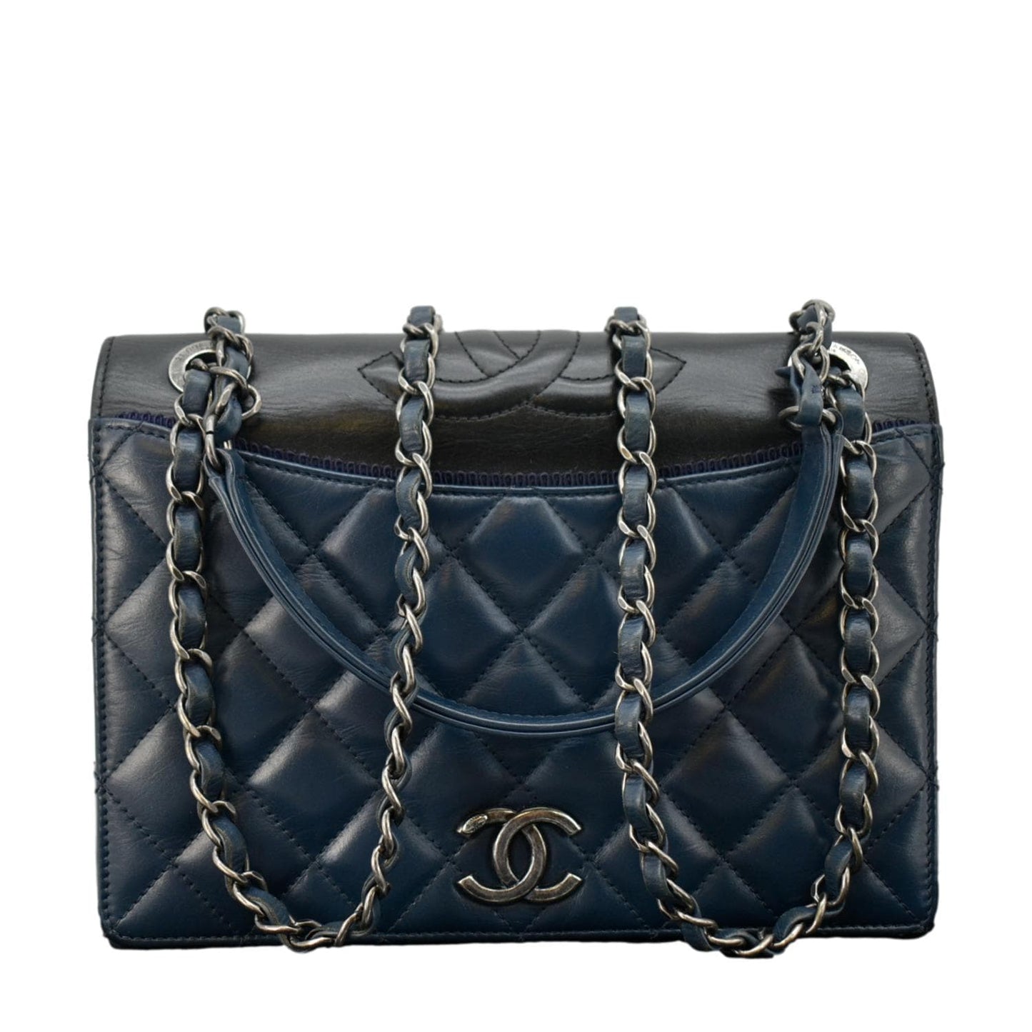 Chanel Ballerine Flap Quilted Navy Leather Blue Travel Bag