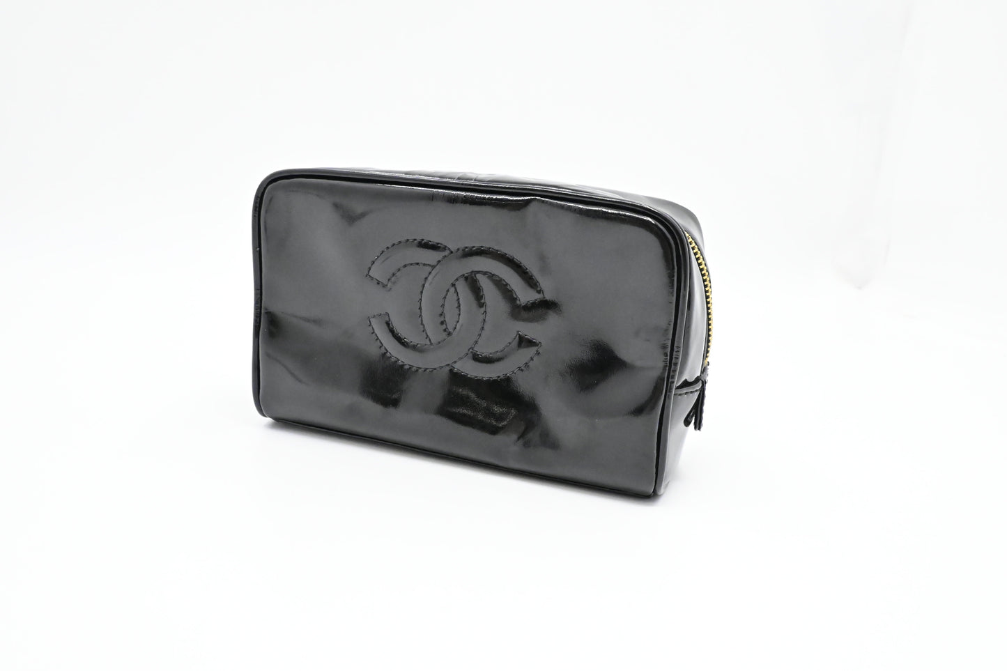 Chanel Cosmetics Patent Black Leather Handbag