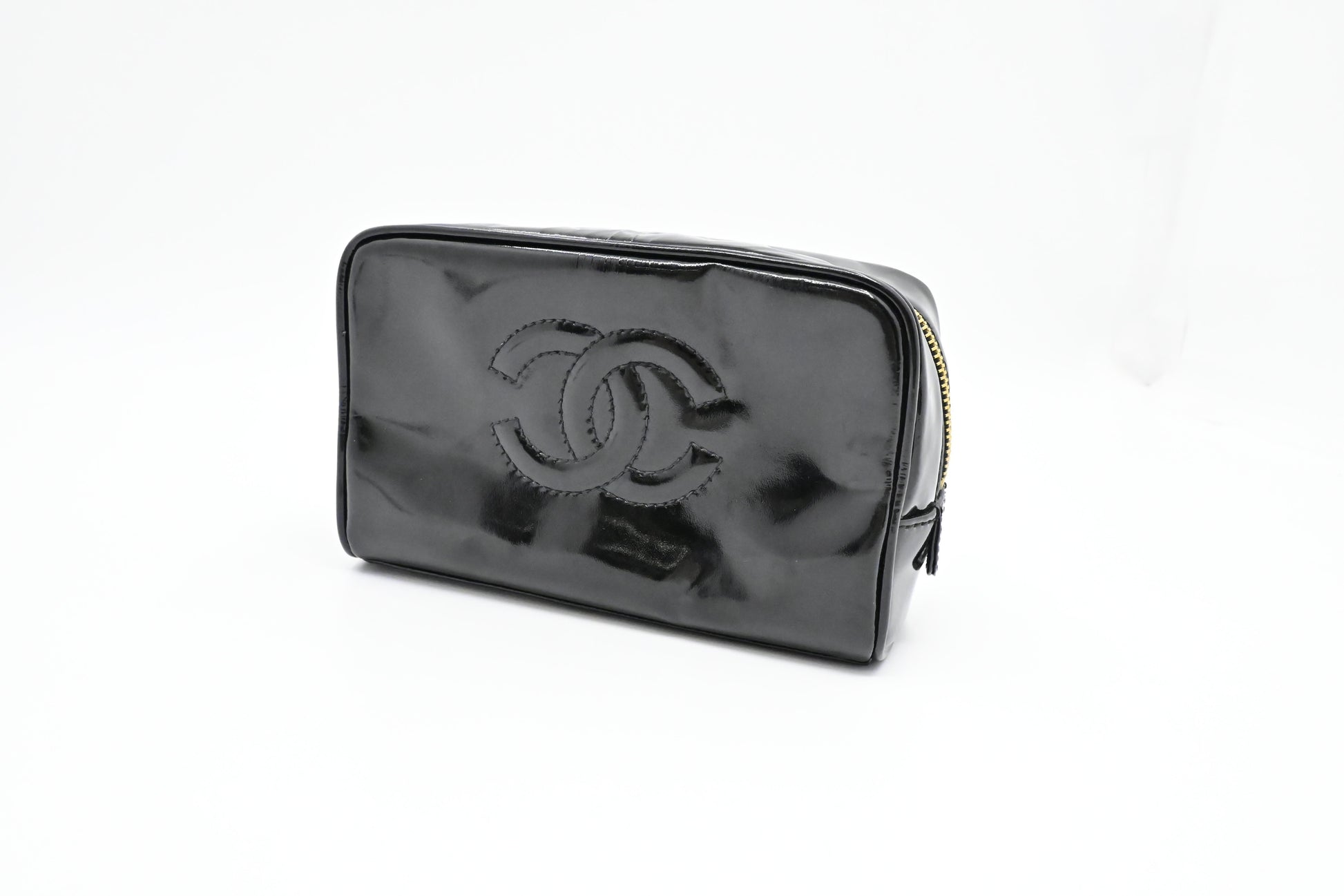 Chanel Cosmetics Patent Black Leather Handbag