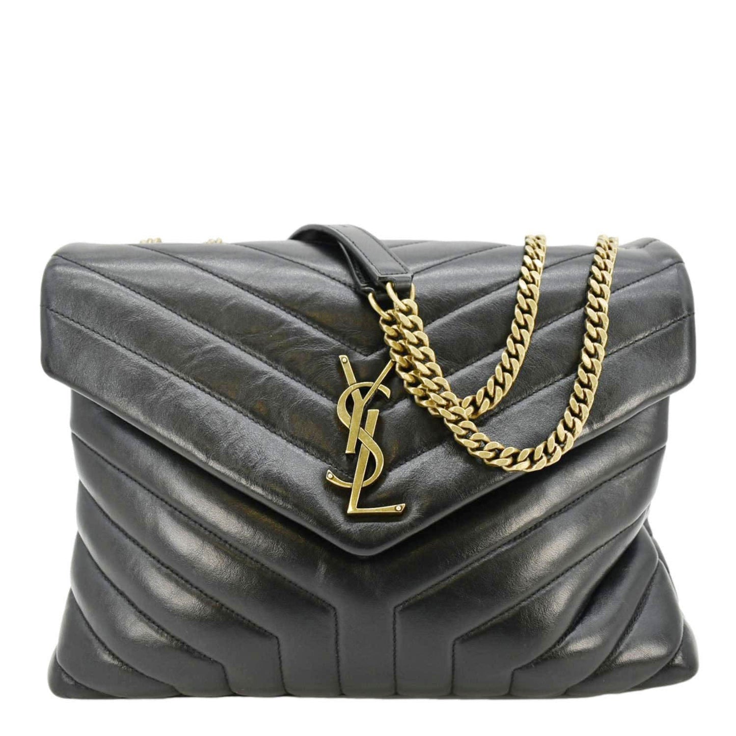 YSL Saint Laurent Yves Loulou Crossbody Bag Leather Quilted Black