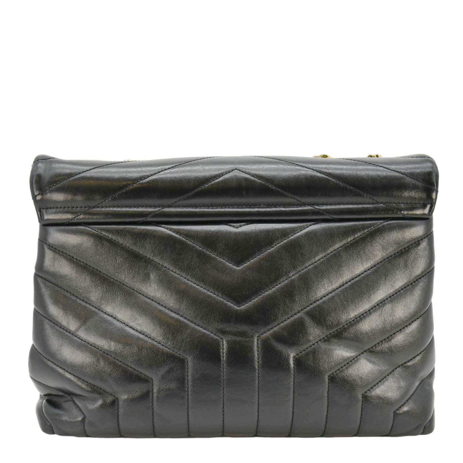 YSL Saint Laurent Yves Loulou Crossbody Bag Leather Quilted Black