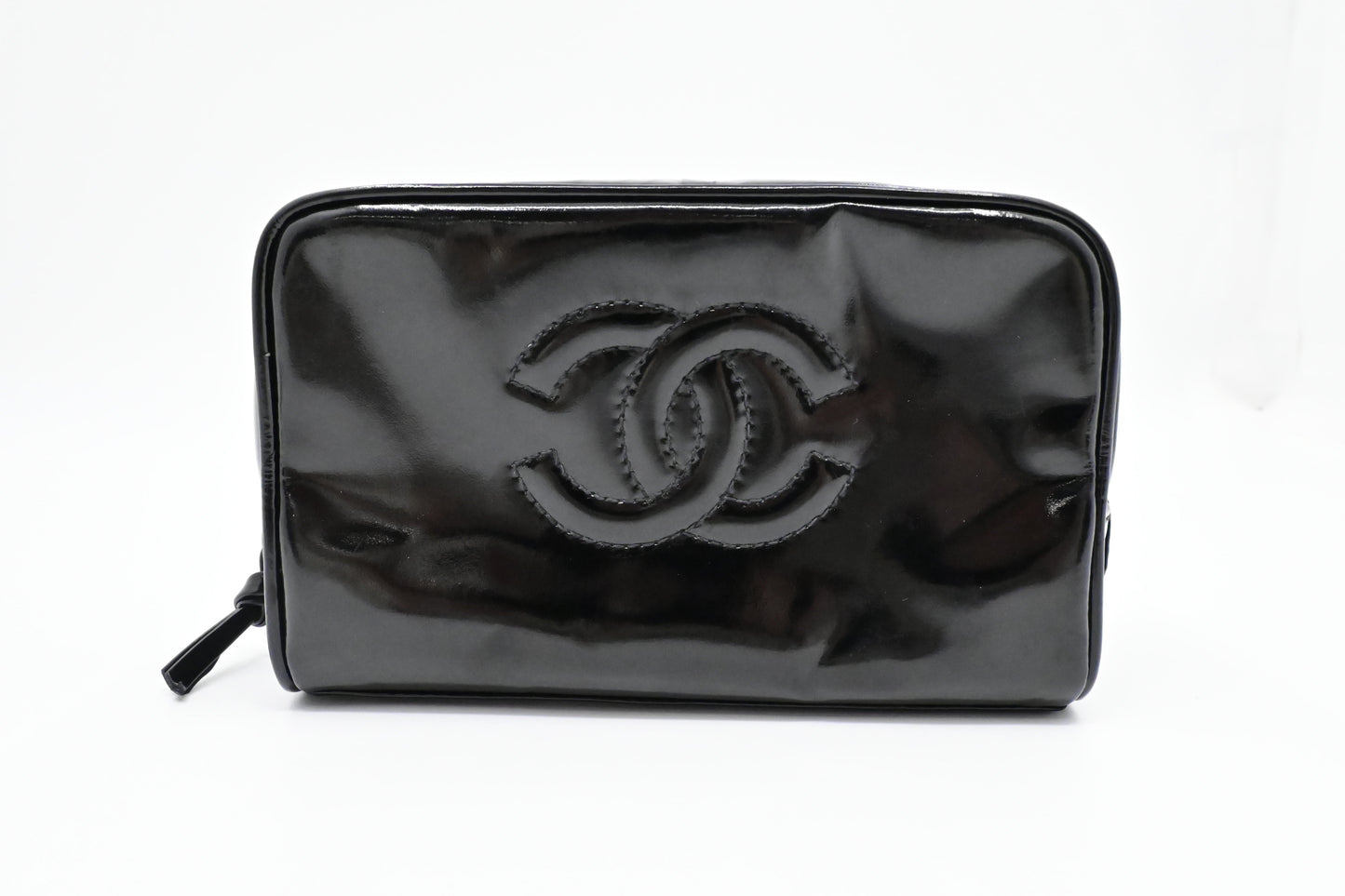 Chanel Cosmetics Patent Black Leather Handbag
