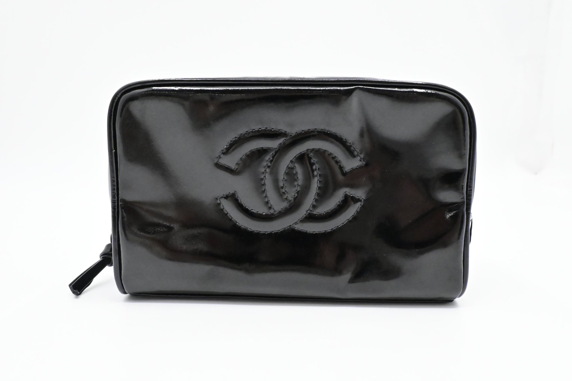 Chanel Cosmetics Patent Black Leather Handbag