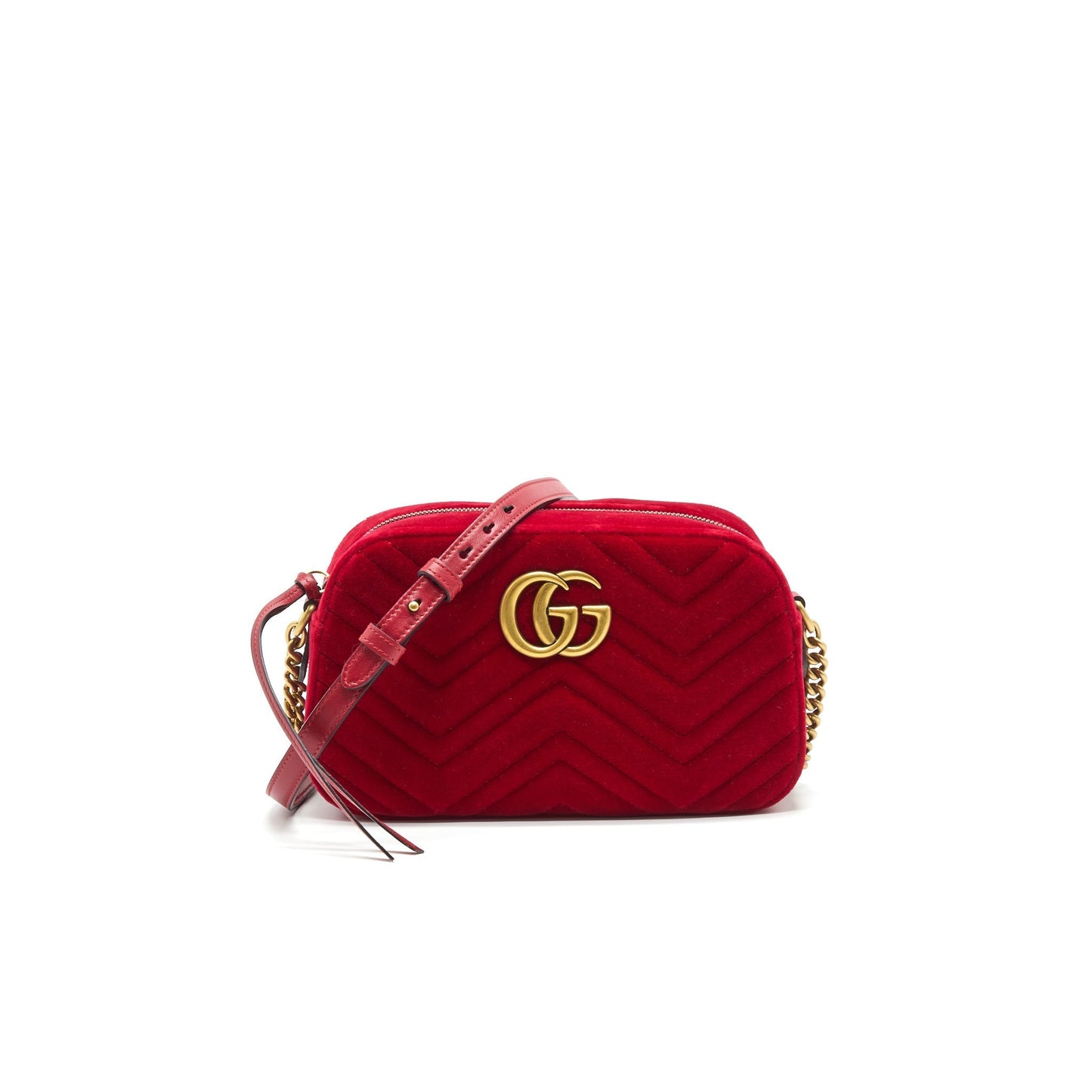 Gucci Marmont Valvet Camera Bag Red Travel Bag Red Ghw