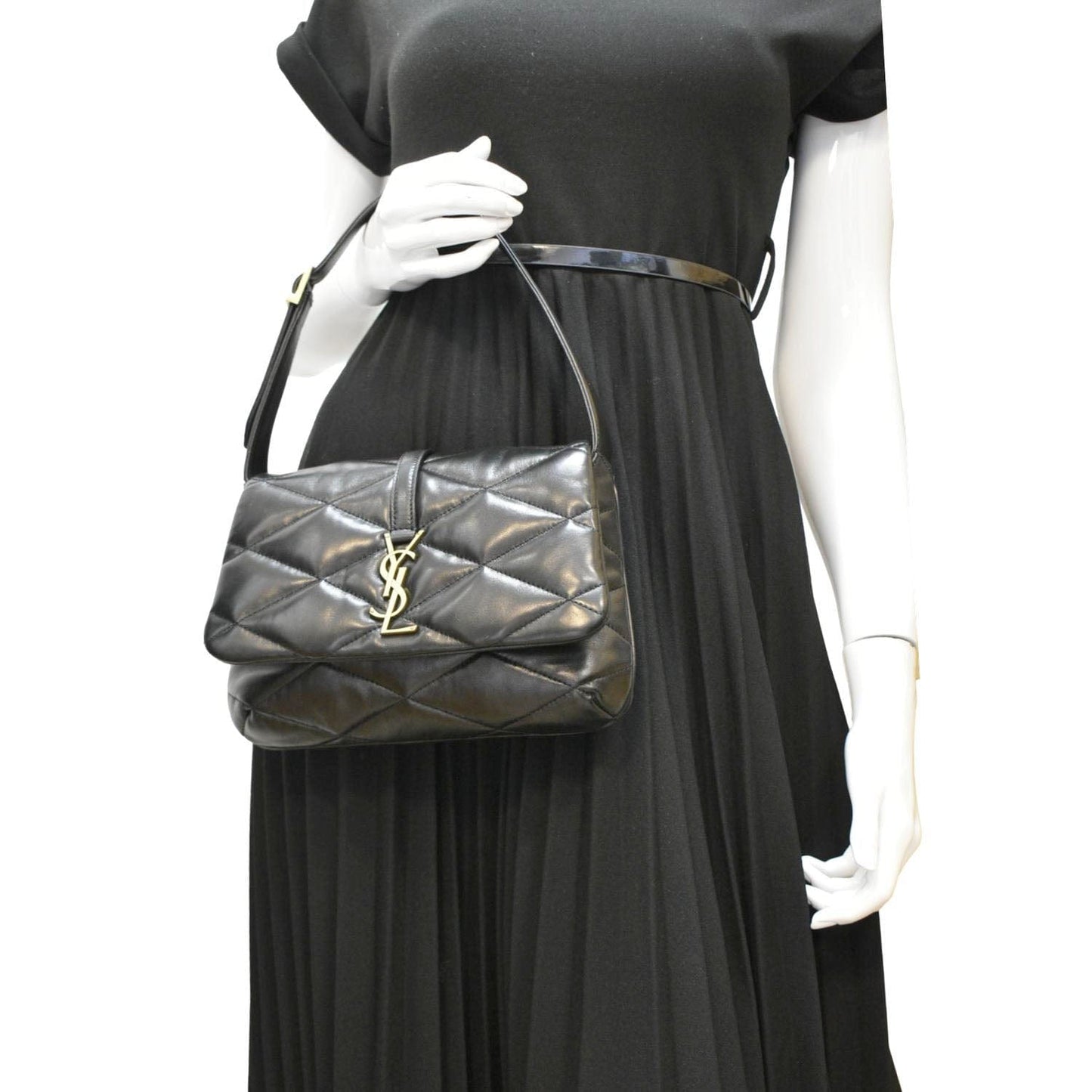 YSL Saint Laurent Yves Le Hobo Bag Leather Quilted Black