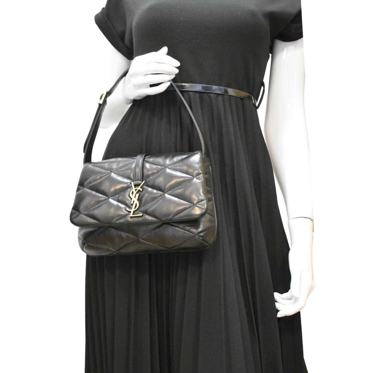YSL Saint Laurent Yves Le Hobo Bag Leather Quilted Black