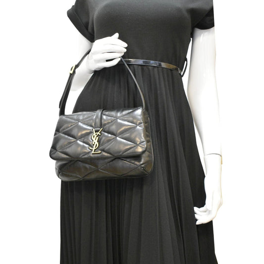 YSL Saint Laurent Yves Le Hobo Bag Leather Quilted Black