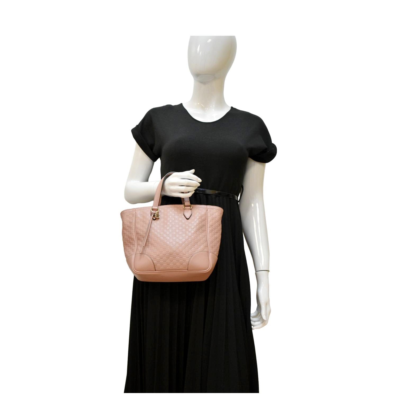 Gucci Bree Microssima Tote Crossbody Bag Leather Pink