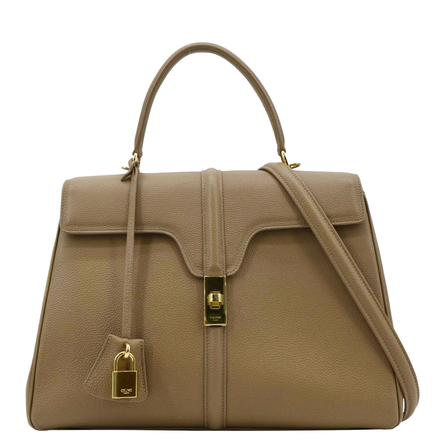 Tote Shoulder Bag Leather Beige