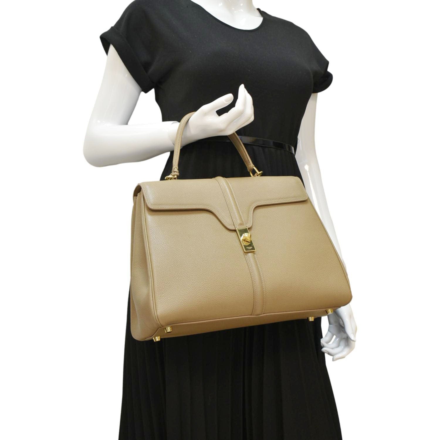 Tote Shoulder Bag Leather Beige