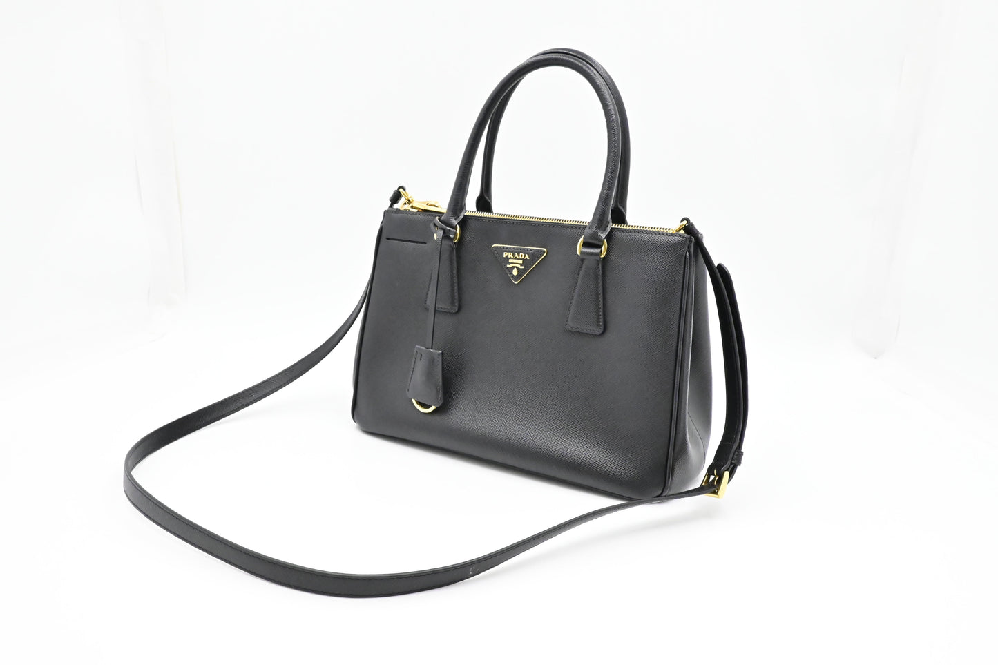 Prada Galleria In Saffiano Handbag Leather Black Travel Bag