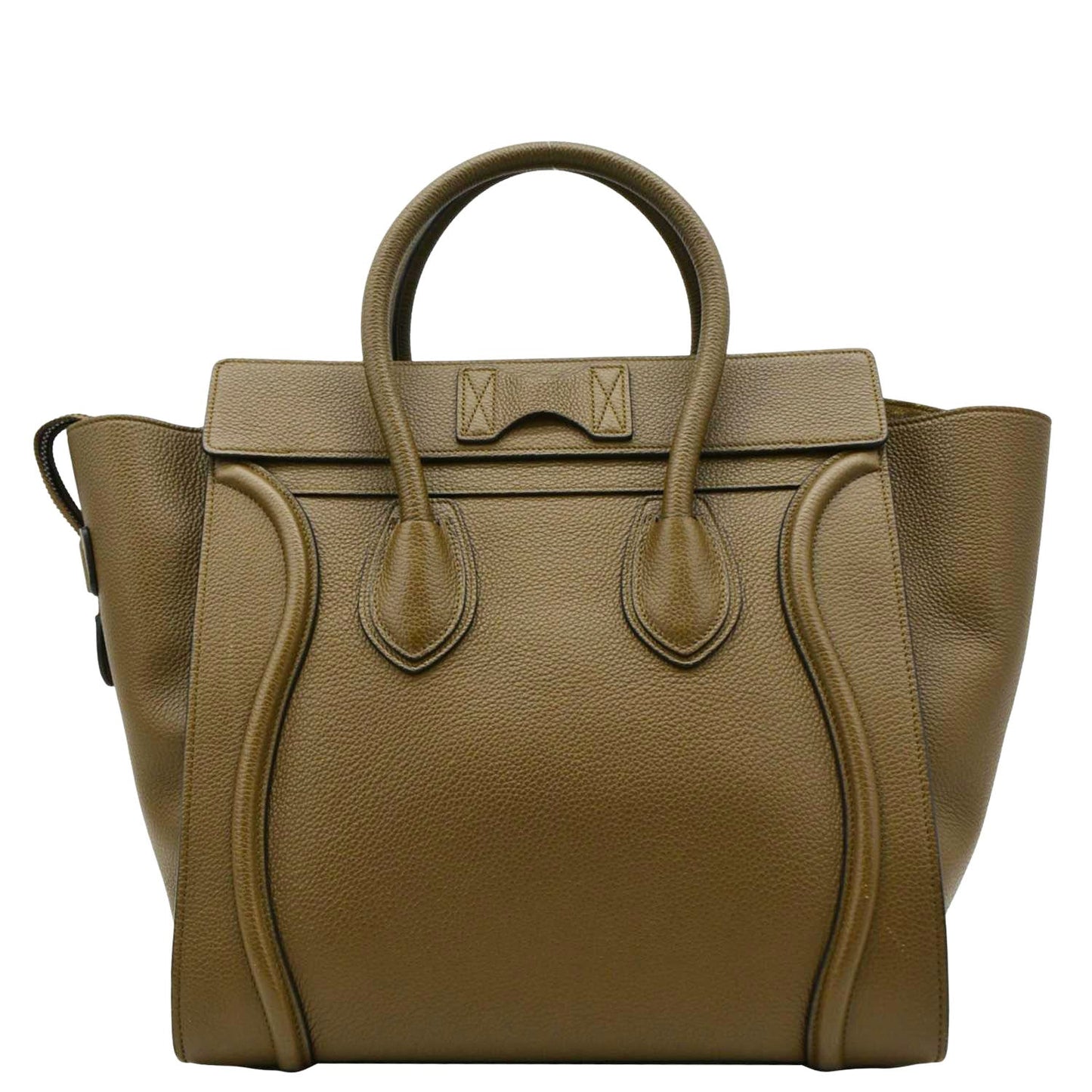Luggage Tote Bag Olive Leather Mini