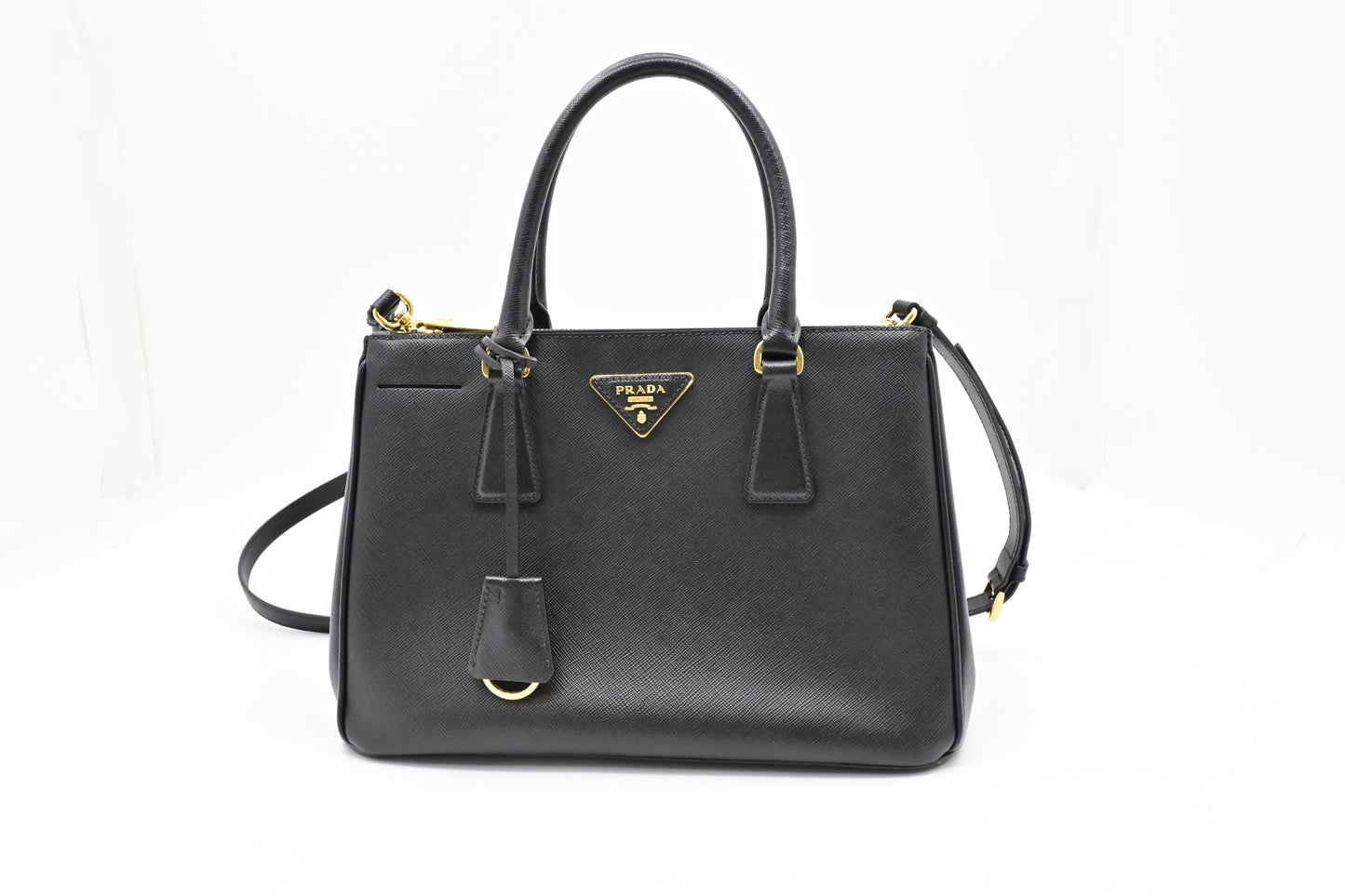 Prada Galleria In Saffiano Handbag Leather Black Travel Bag