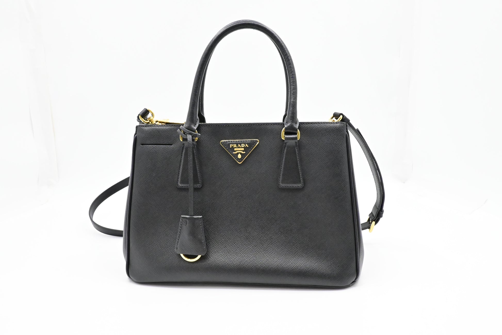 Prada Galleria In Saffiano Handbag Leather Black Travel Bag