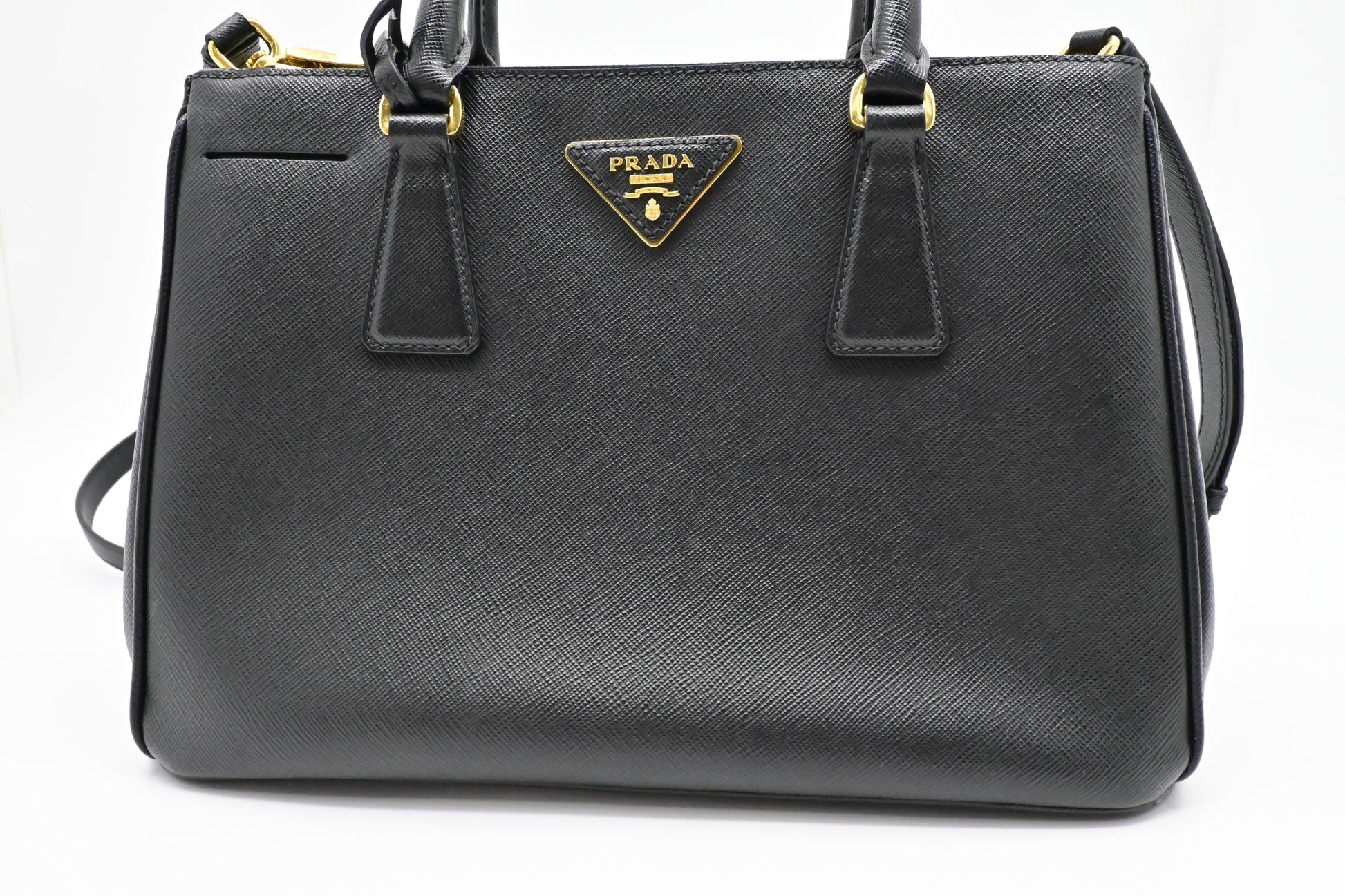 Prada Galleria In Saffiano Handbag Leather Black Travel Bag