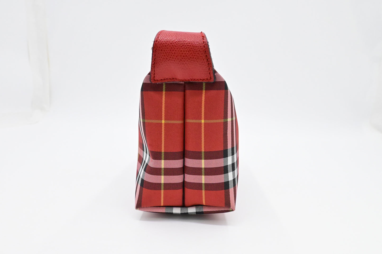 Burberry Wristlet In Check Handbag Canvas Red Travel Bag