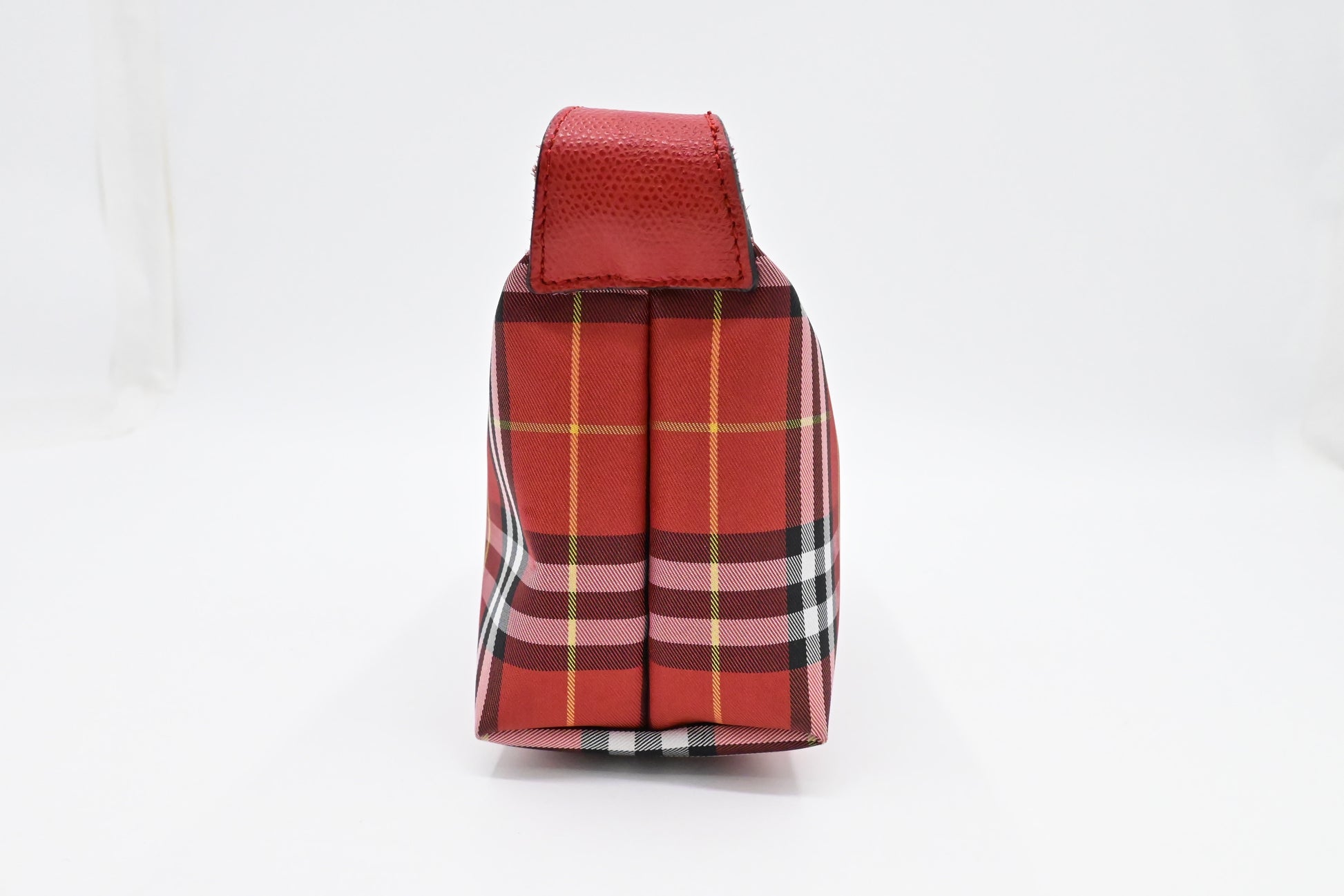 Burberry Wristlet In Check Handbag Canvas Red Travel Bag