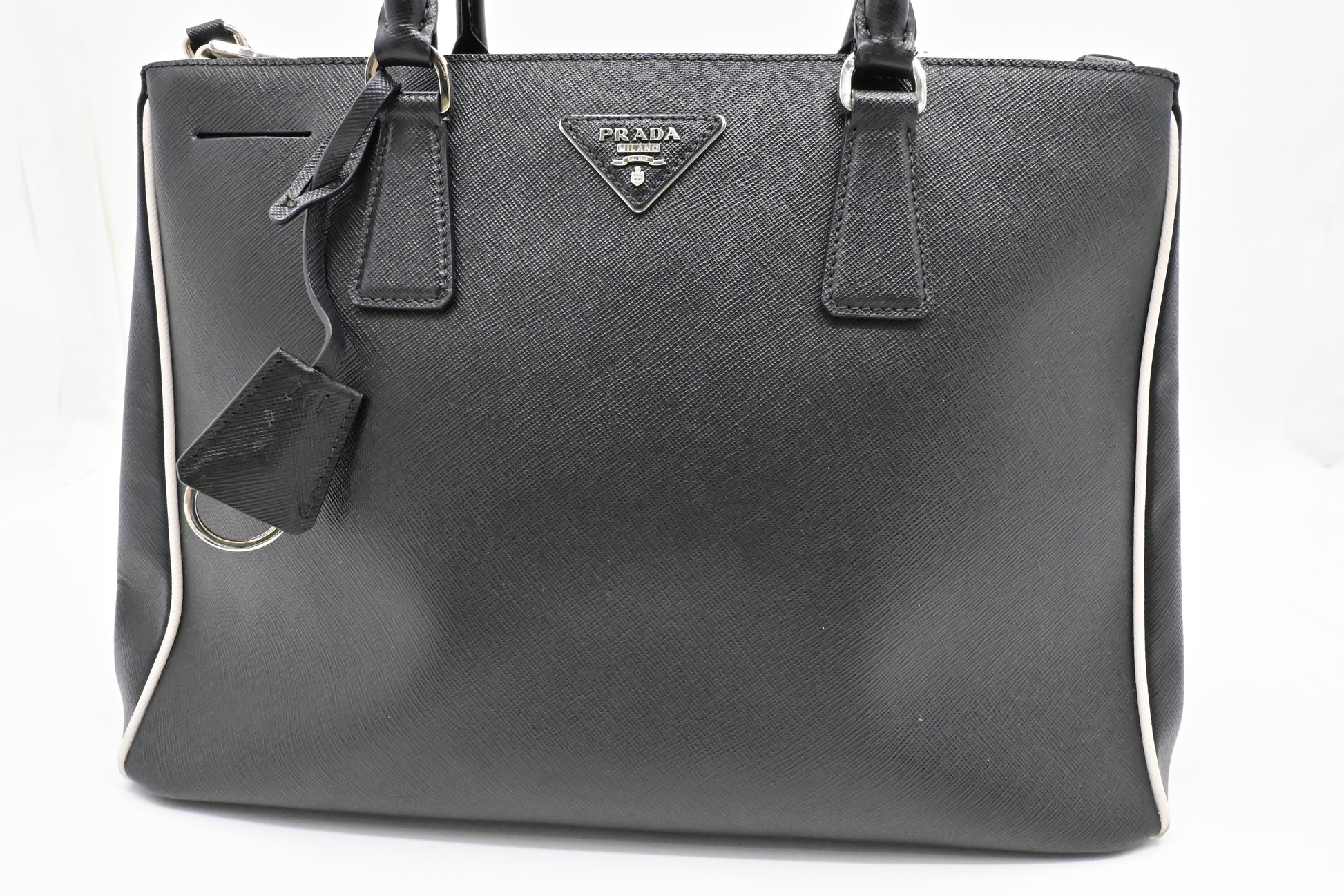 Prada Galleria In Saffiano Handbag Leather Black Travel Bag Leather Handbag