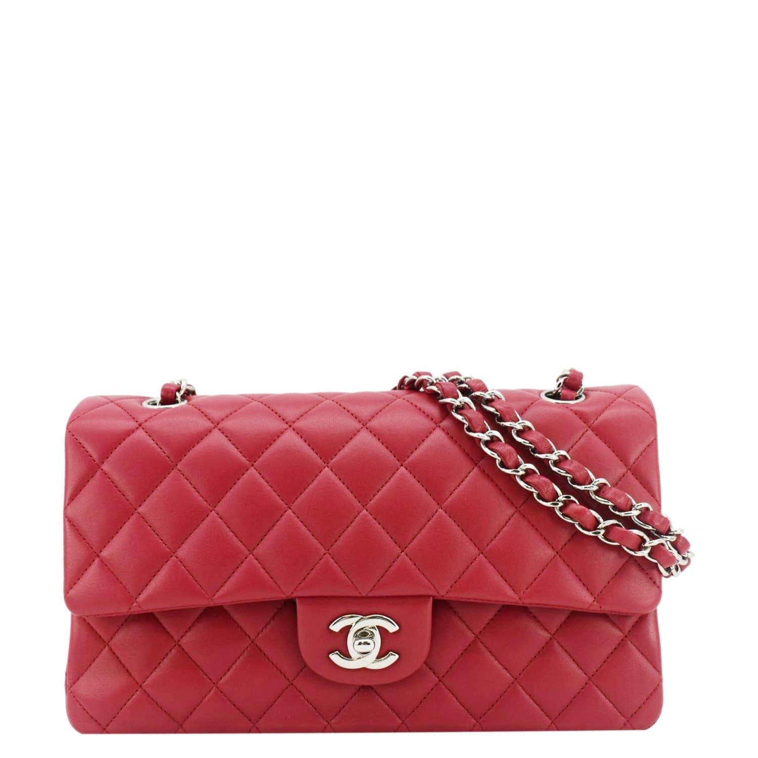 Chanel Classic Double Flap Medium Quilted Leather Shoulder Bag Fuchsia Pink
