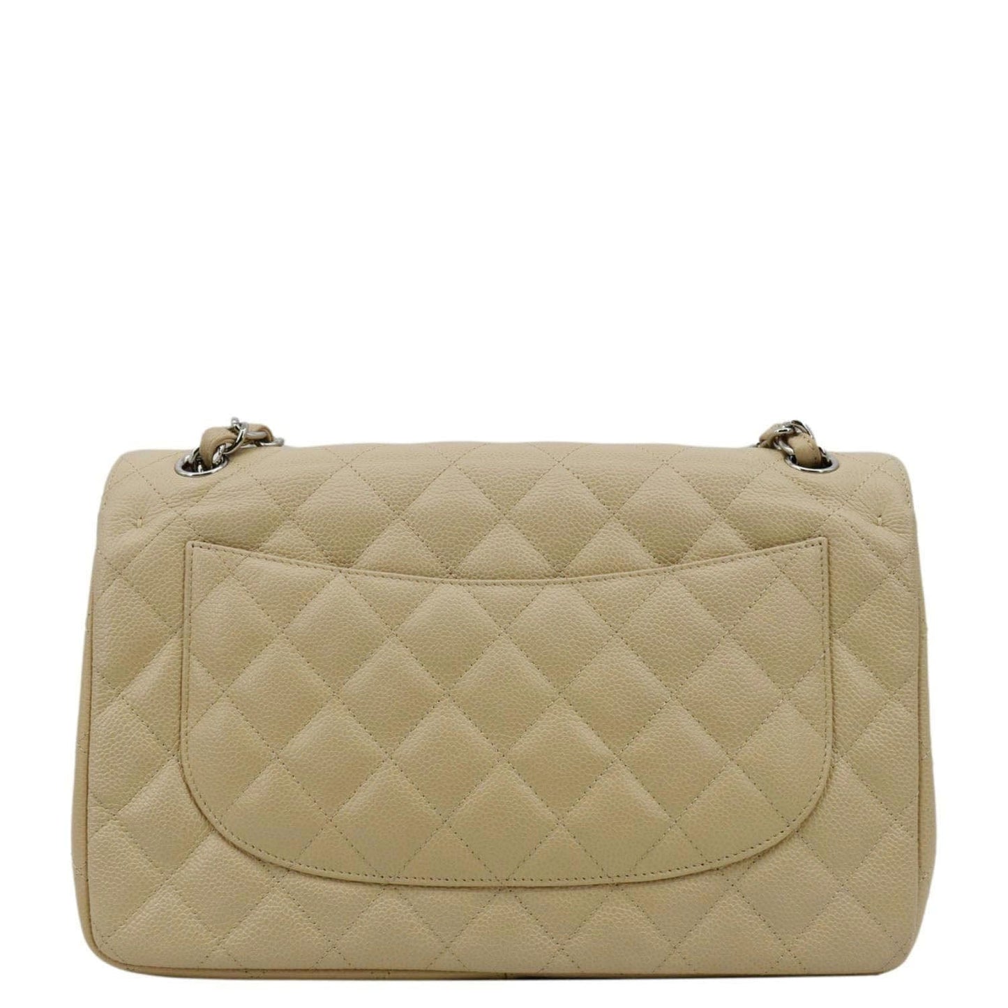 Chanel Classic Jumbo Double Flap Quilted Leather Beige Travel Bag Flap Beige