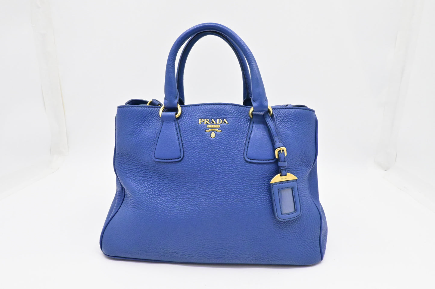 Prada Way Bag In Leather Blue Travel Bag