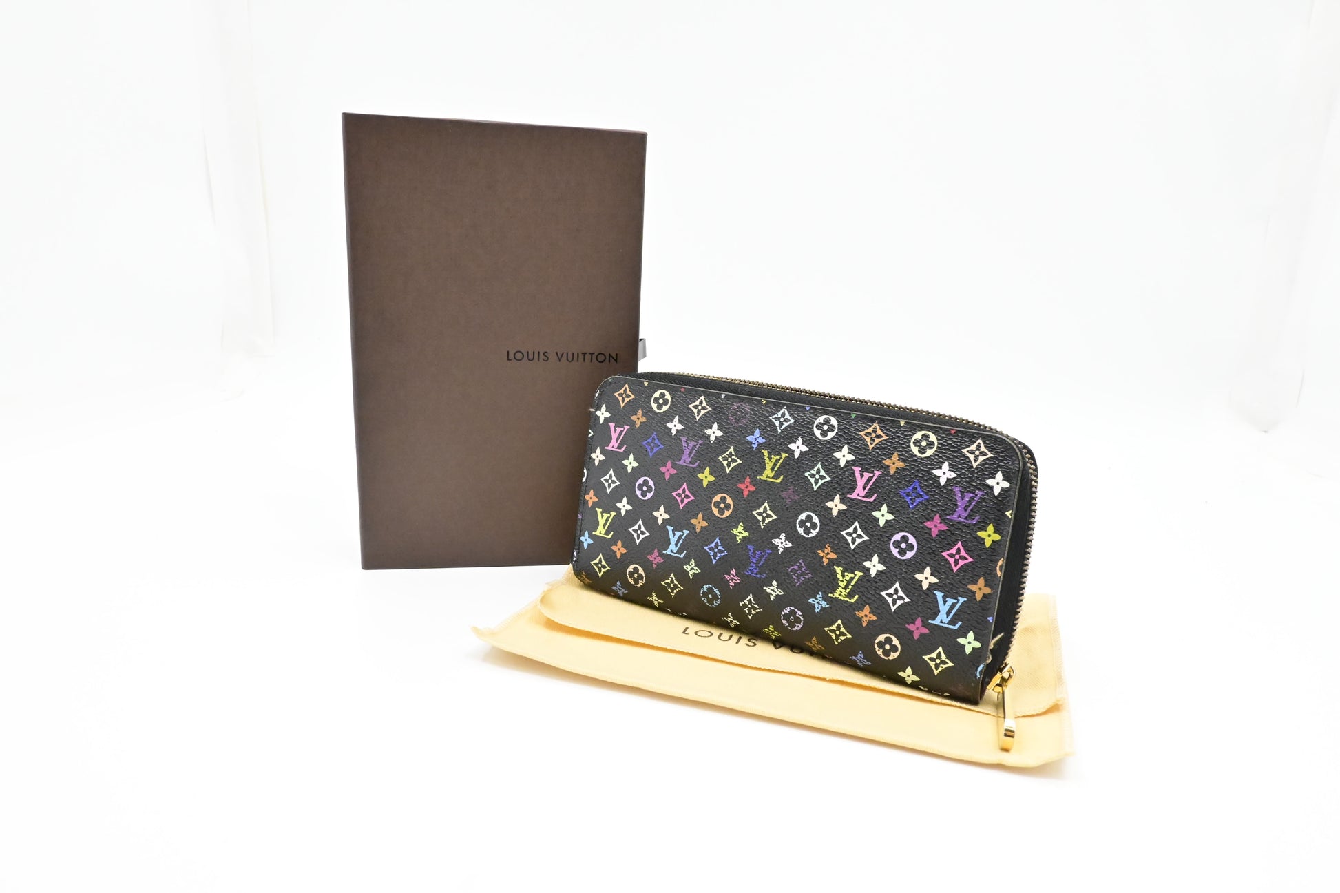 Louis Vuitton Long Zippy Monogram Black Multicolor Wallet Case