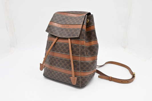 Celine Backpack In Macadam Handbag Canvas