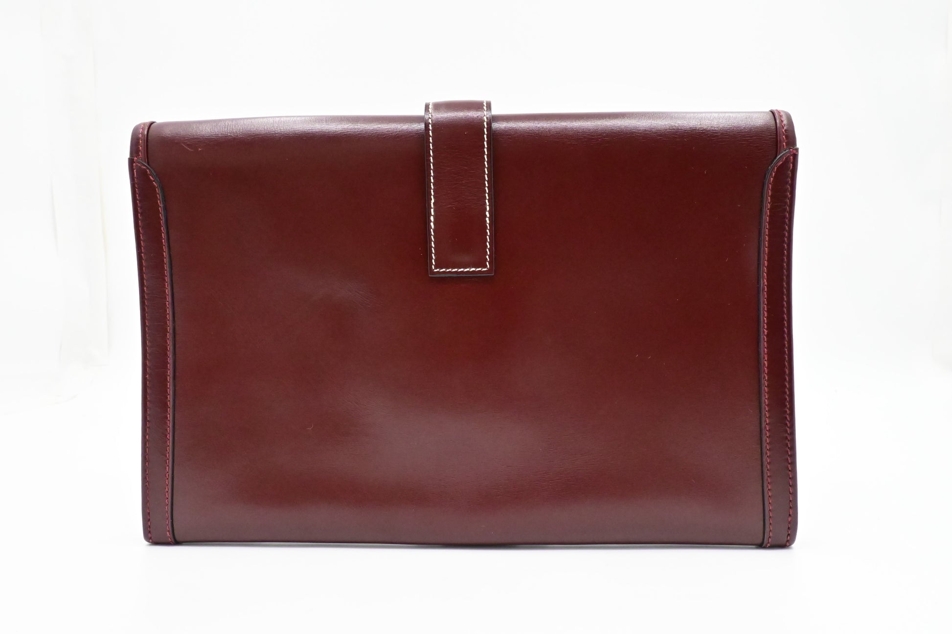 Hermes Jige Elan Pm In Burgundy Box Handbag Leather Travel Bag