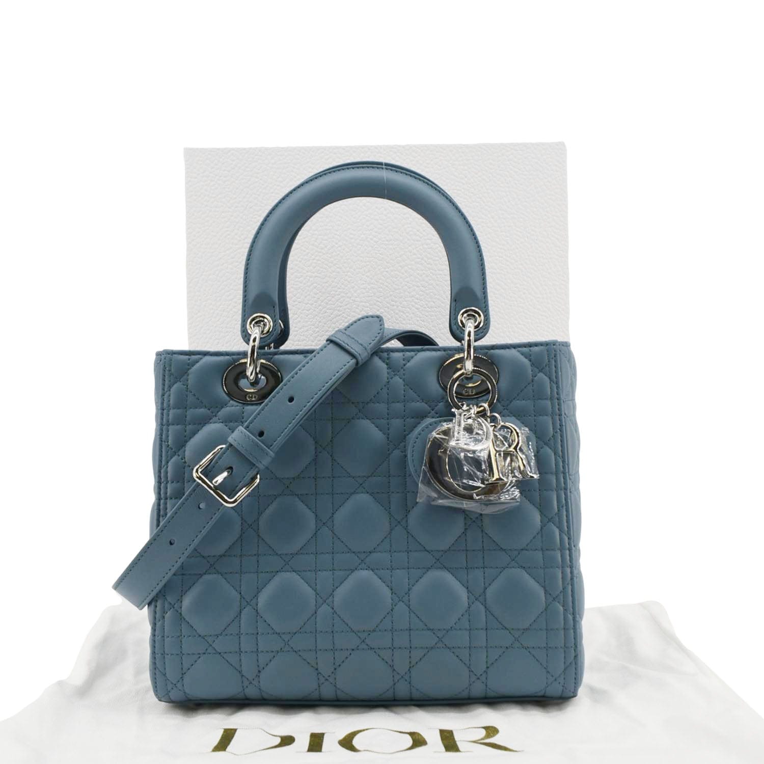 Dior Lady Shoulder Bag Sky Leather Blue