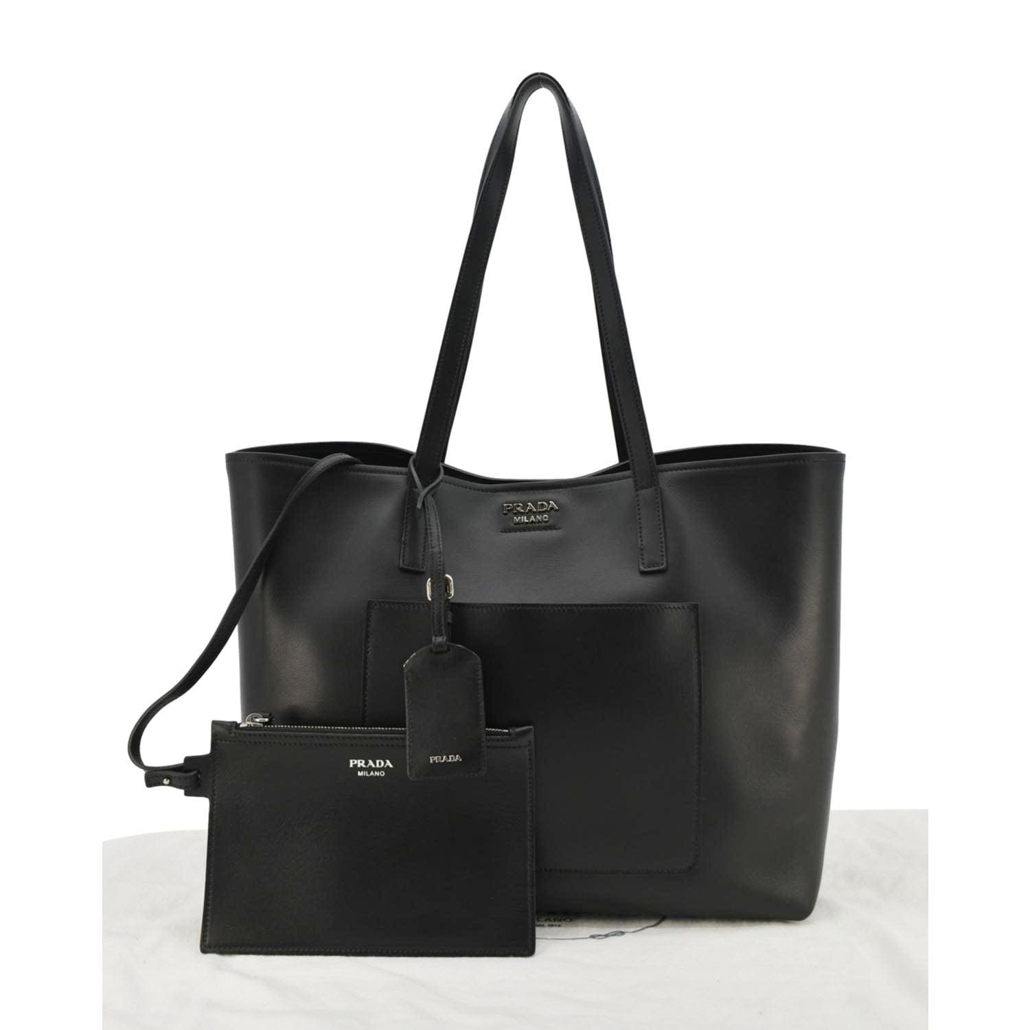 Prada City Calf Shopping Tote Shoulder Bag Leather Calf Leather Black