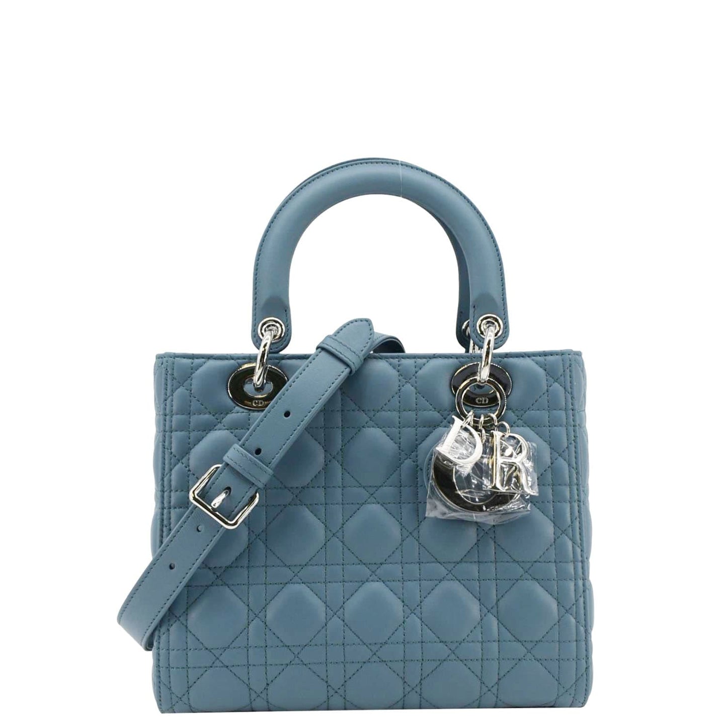 Dior Lady Shoulder Bag Sky Leather Blue Medium