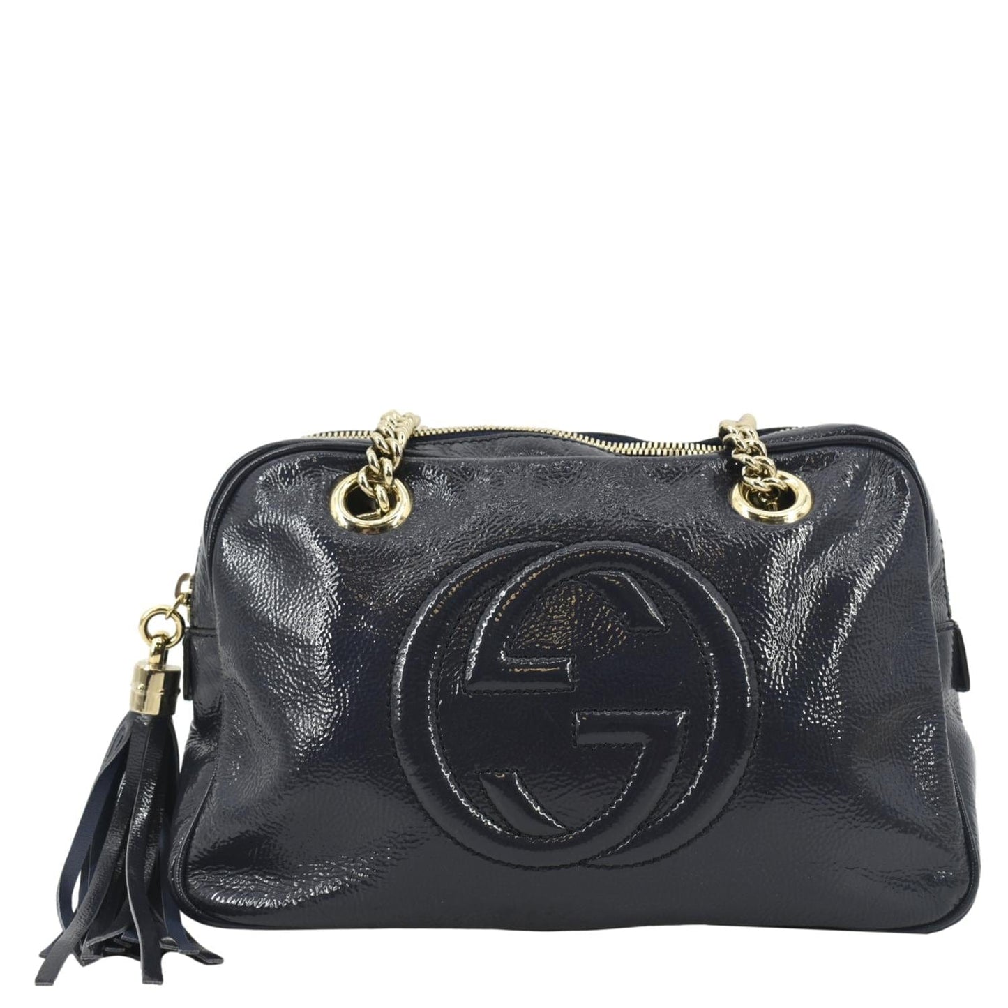 Gucci Soho Shoulder Bag Navy Leather Blue
