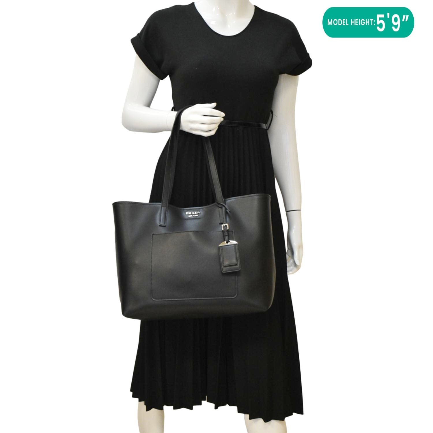 Prada City Calf Shopping Tote Shoulder Bag Leather Calf Leather Black
