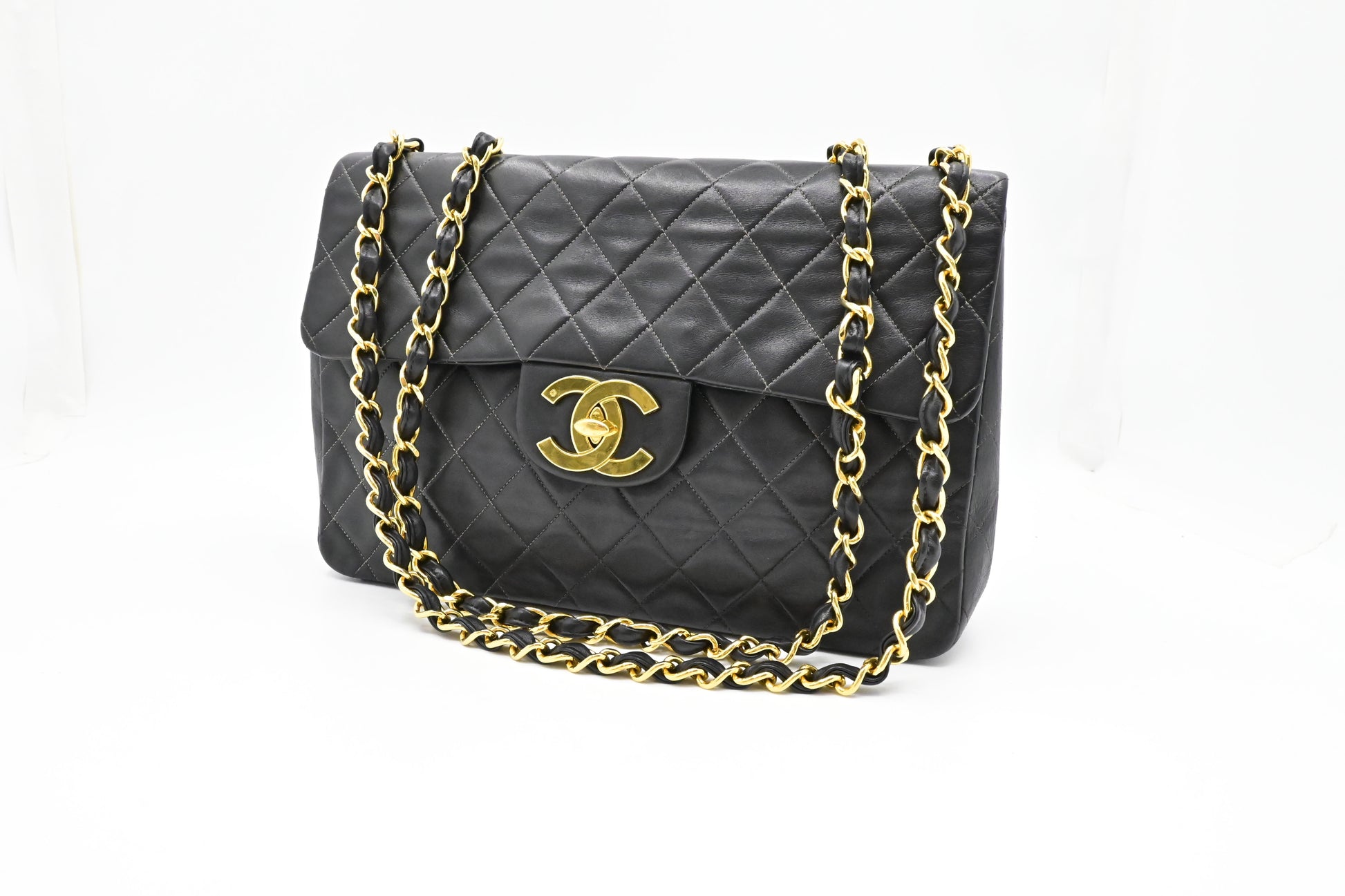 Chanel Maxi Flap MattelassÃ© Black Leather Handbag Leather 1