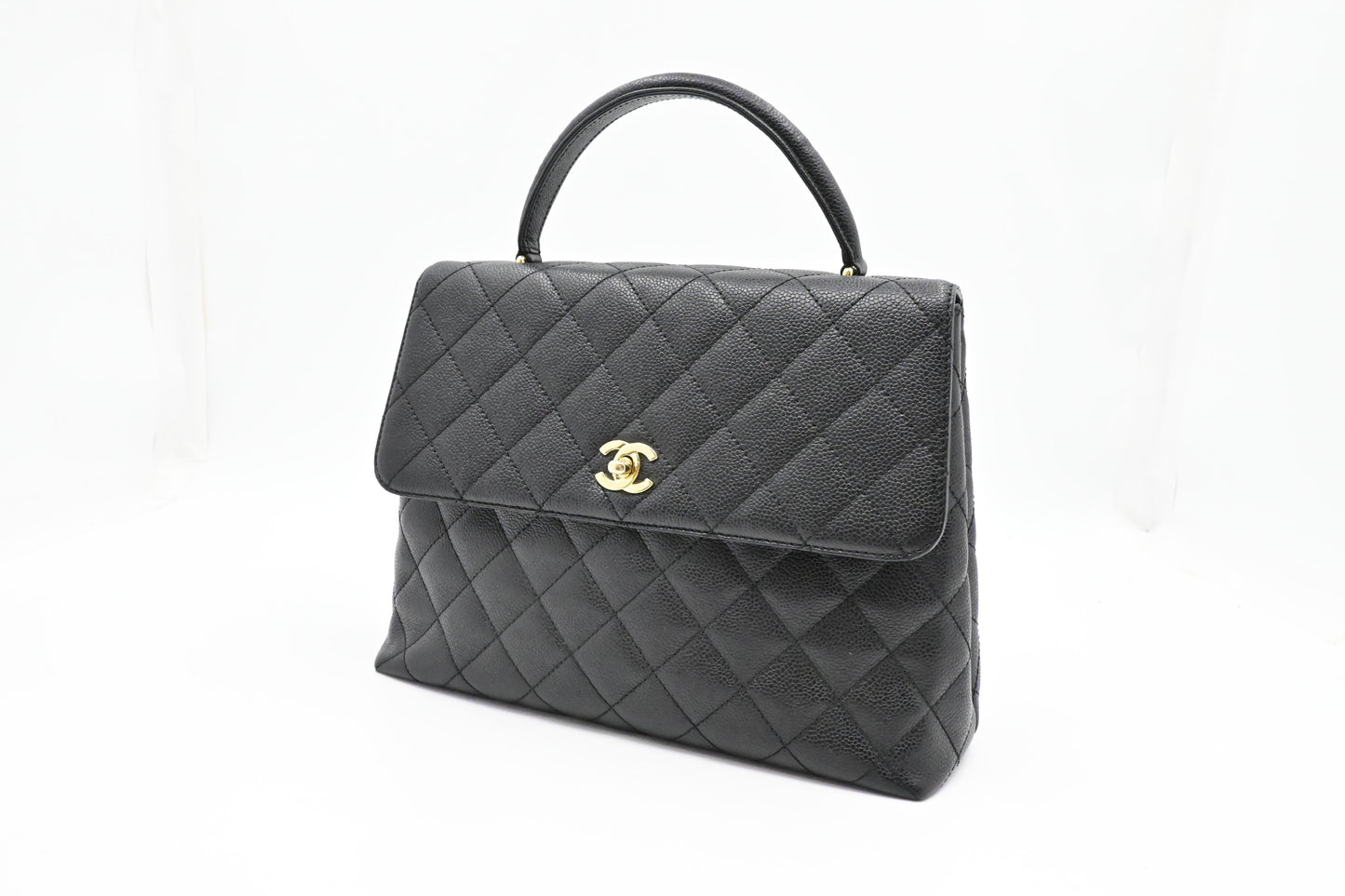 Chanel Kelly Caviar Black Leather Handbag Leather 1
