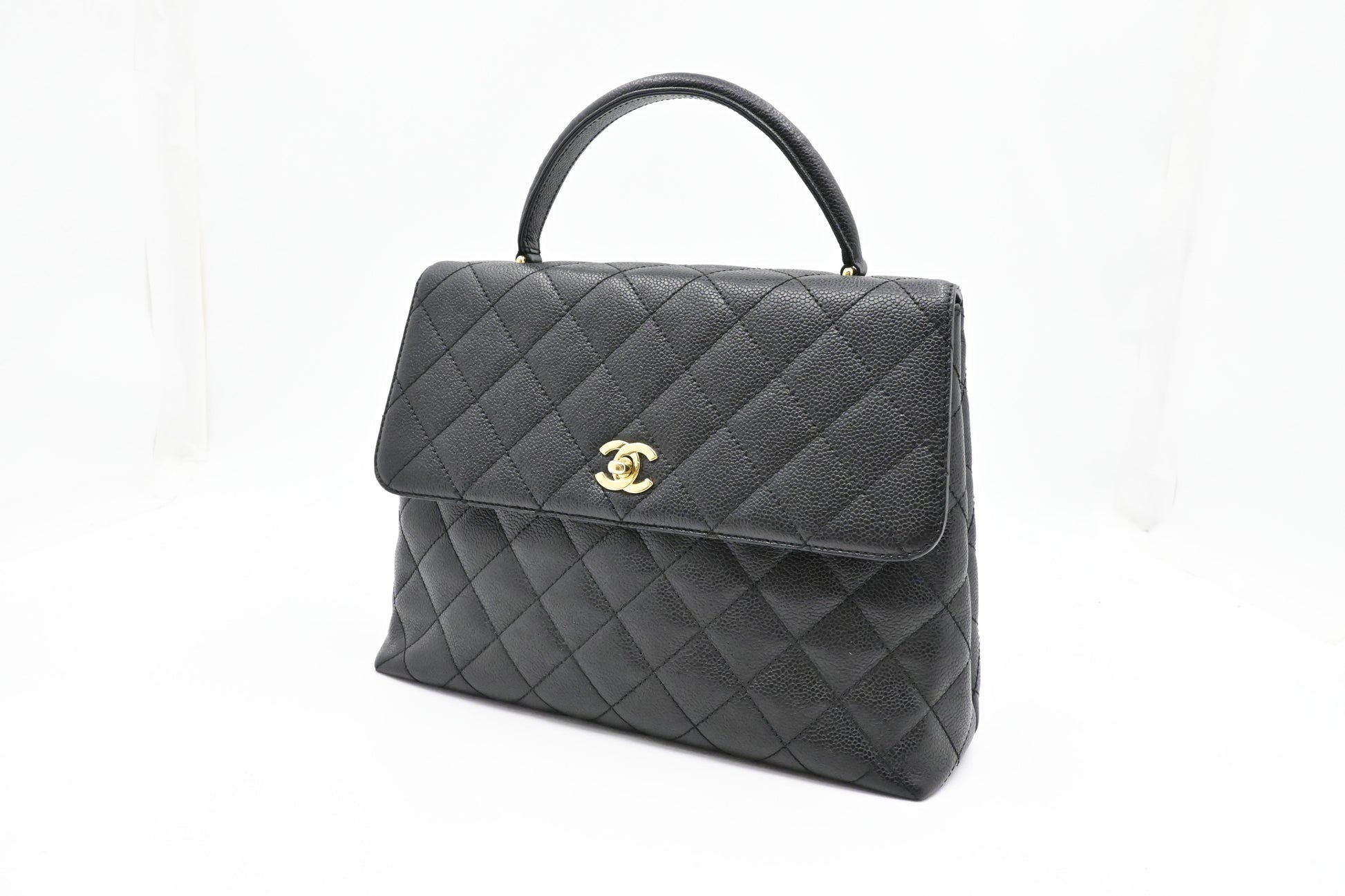Chanel Kelly Caviar Black Leather Handbag Leather 1
