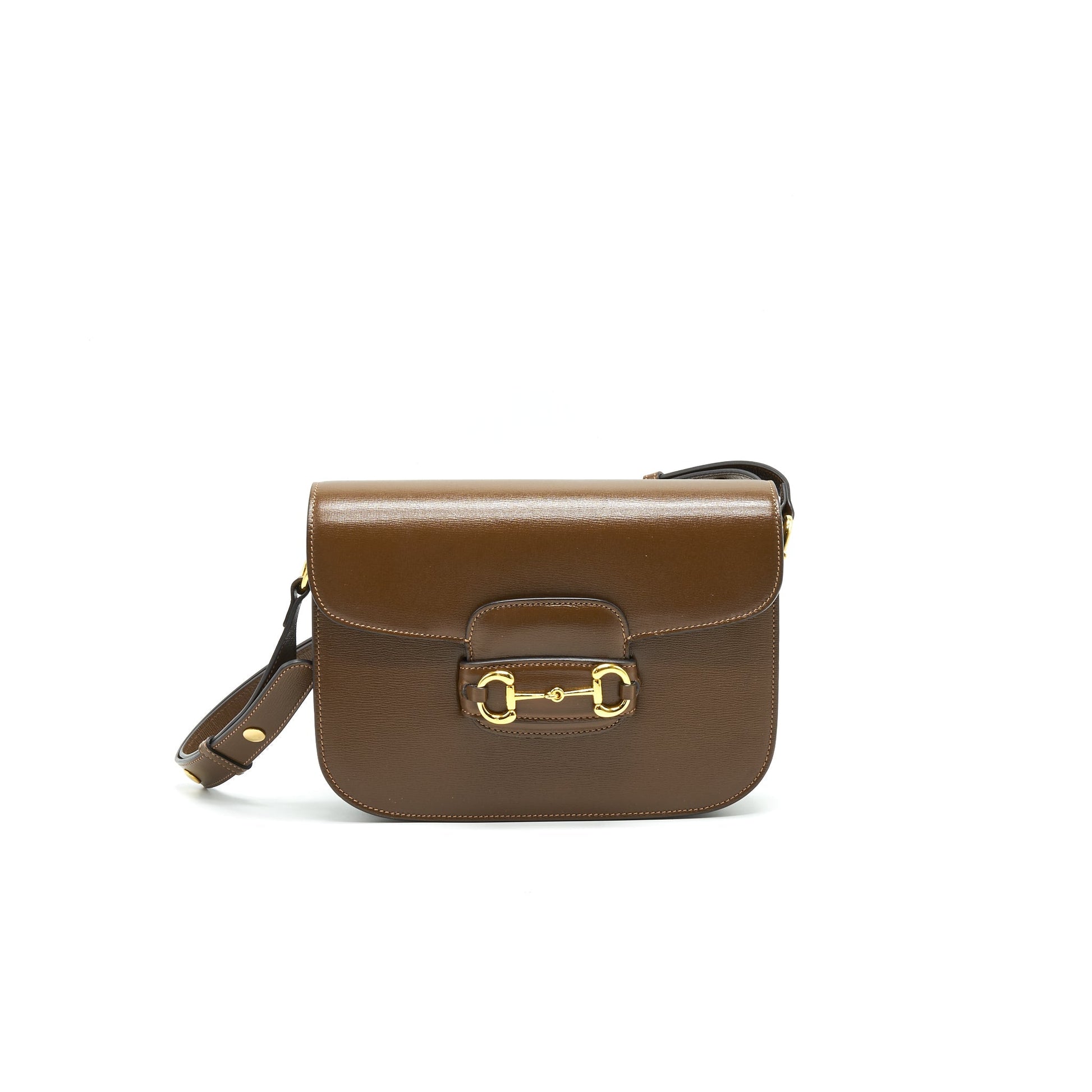 Gucci Horsebit Shoulder Bag Leather Brown